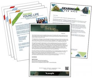 Screenshot of fundraising letters and postcards